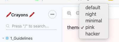 Screenshot of DEV's Storybook theme switcher