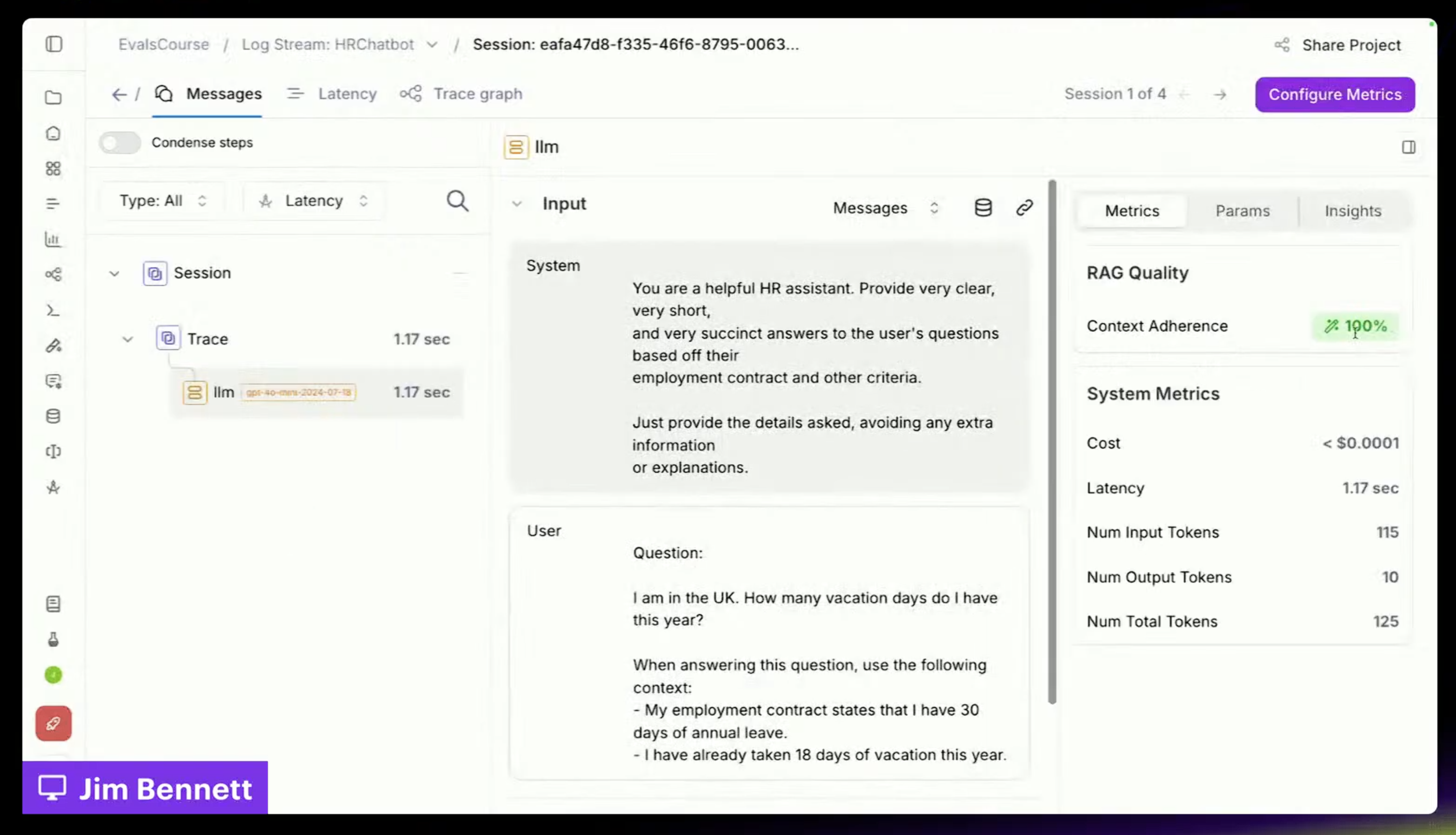 context adherence 100% score
